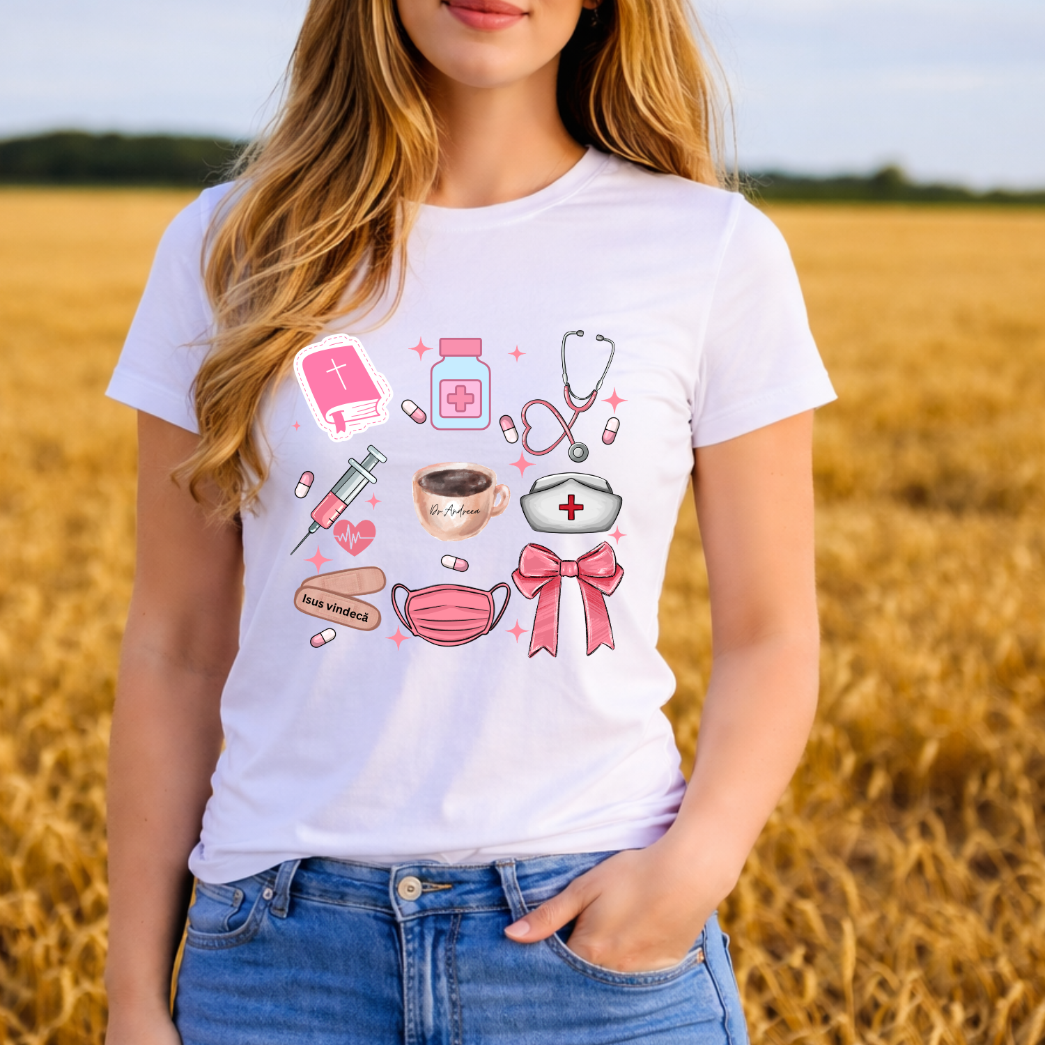 Tricou 100% bumbac medical personalizat cu nume
