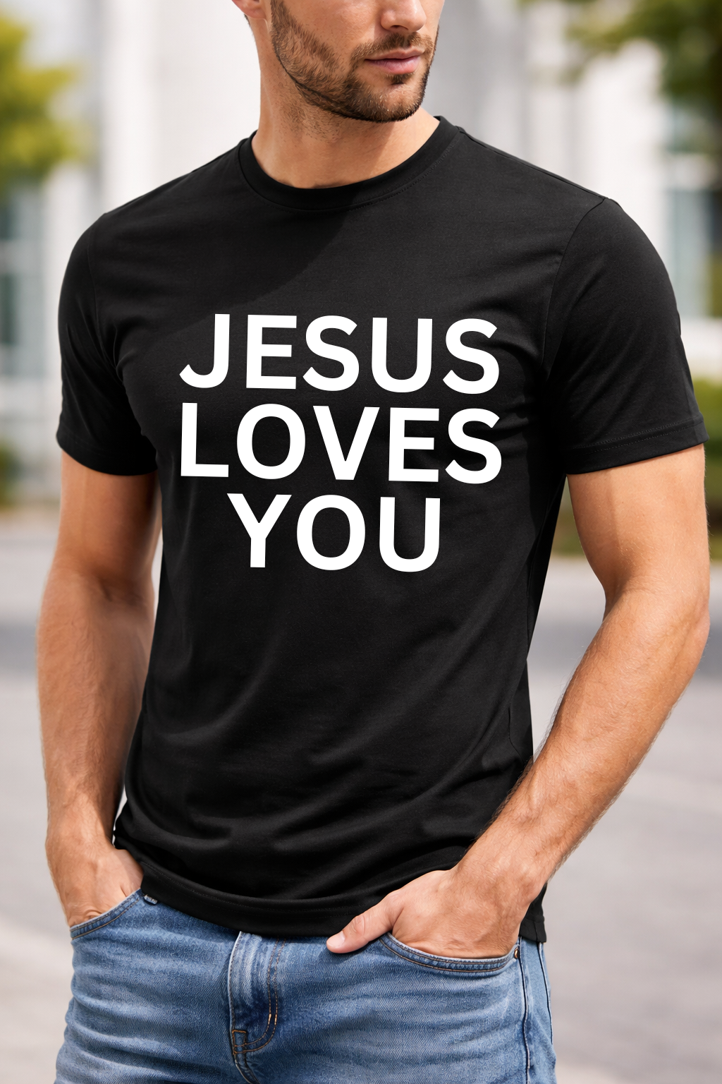 Tricou 100% bumbac JESUS LOVES YOU