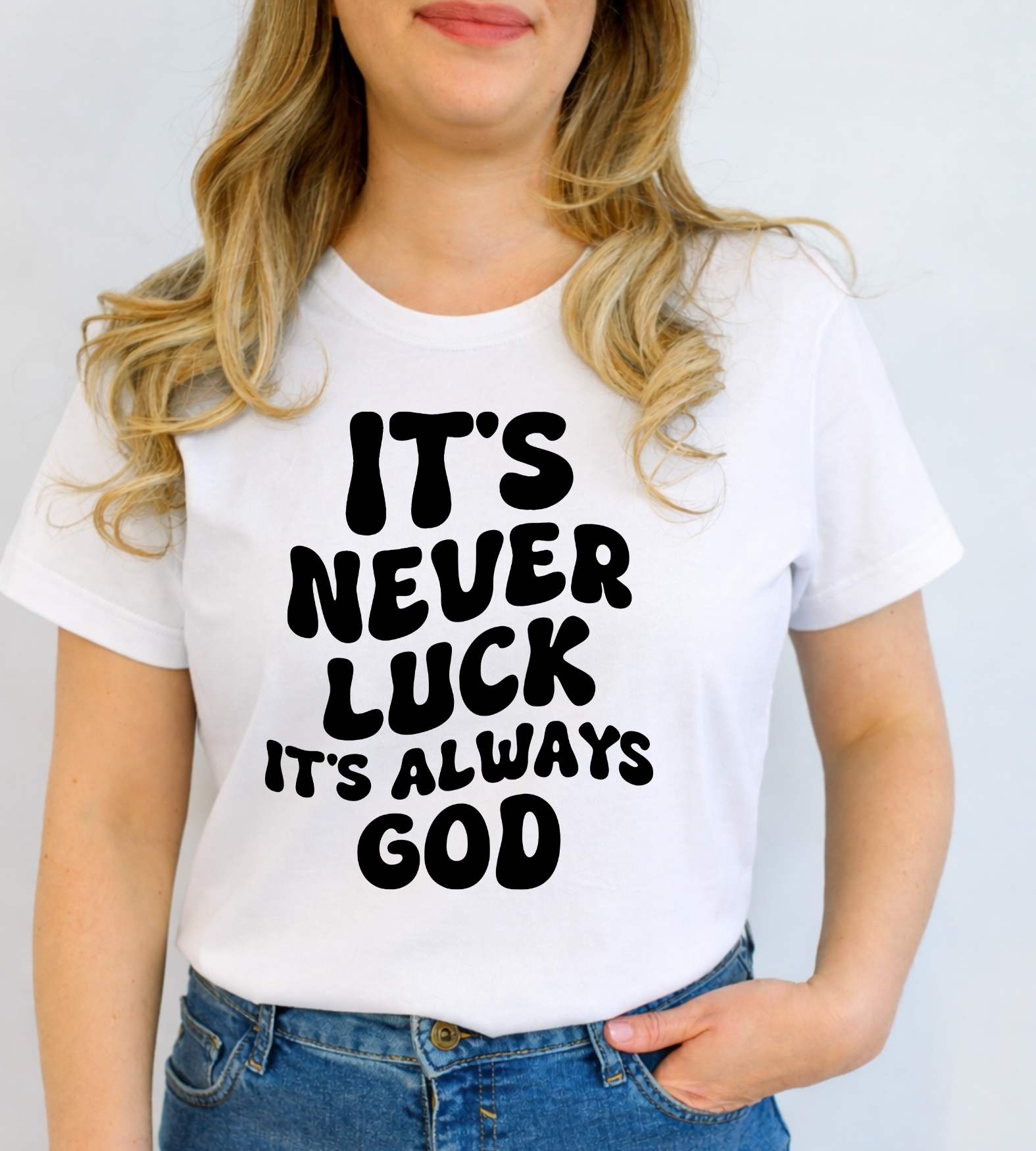 Tricou 100% bumbac IT'S NEVER LUCK