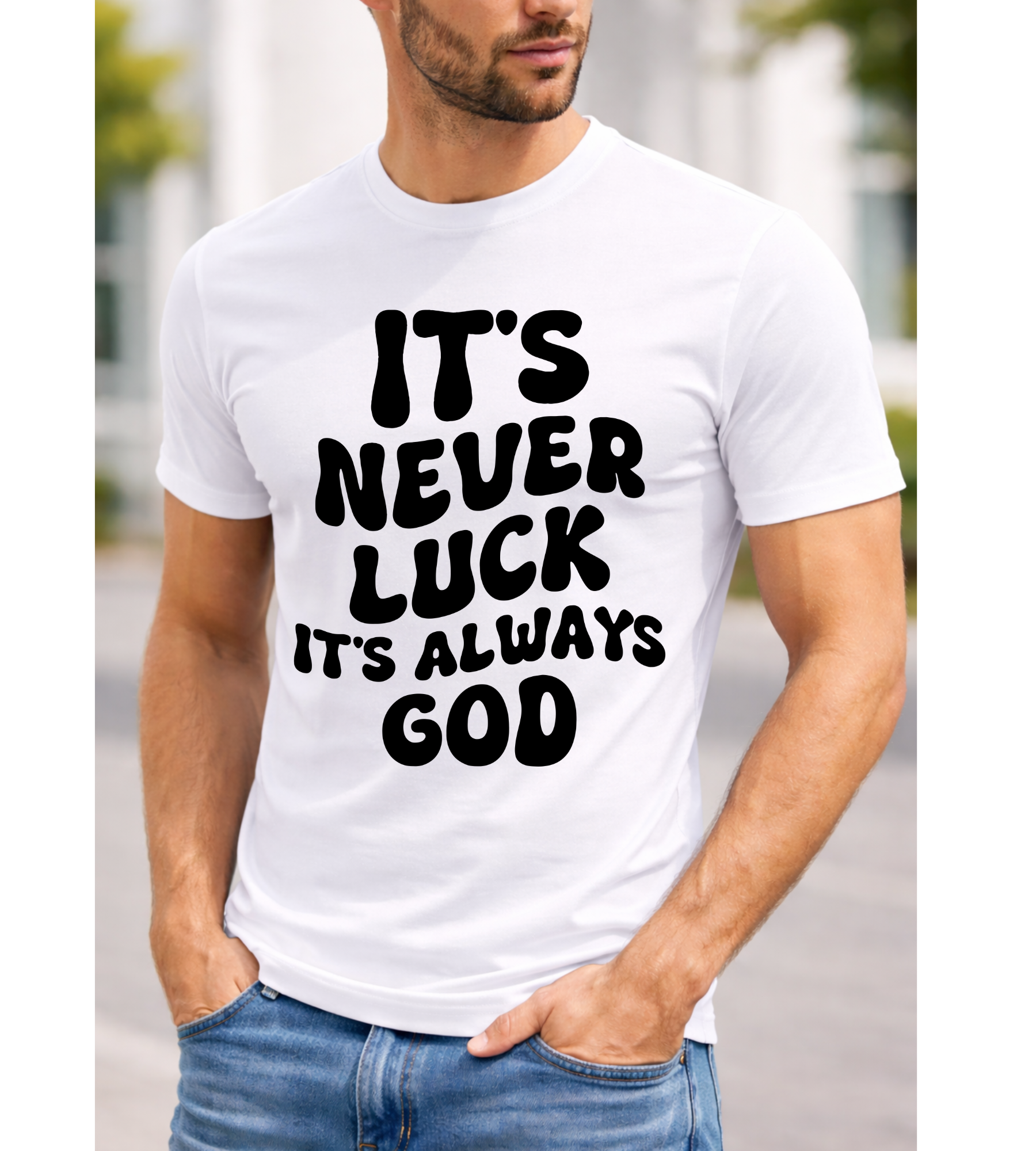 Tricou 100% bumbac IT'S NEVER LUCK