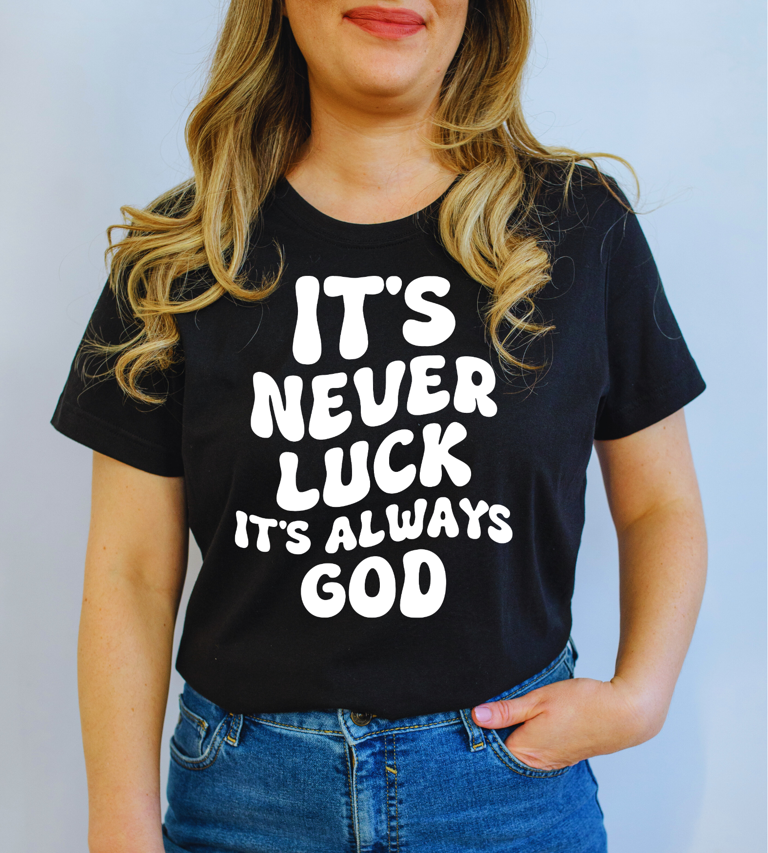 Tricou 100% bumbac IT'S NEVER LUCK